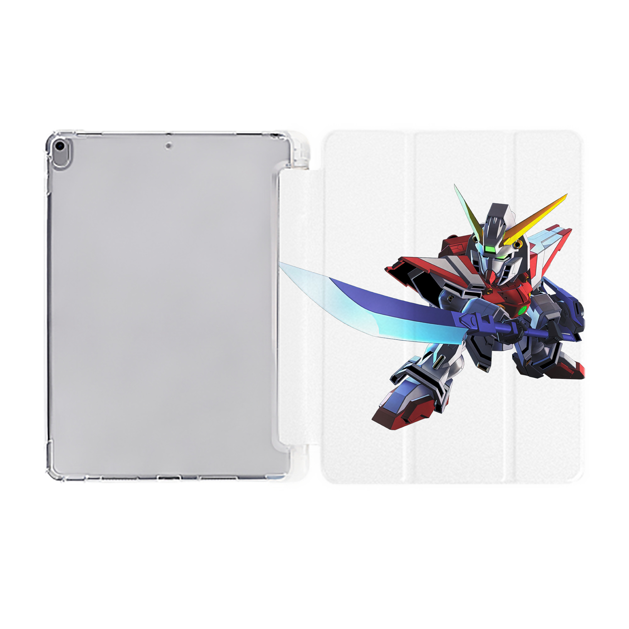（画像用） 機動戦士ガンダム Mobile Suit Gundam IPad ケース ペン収納付き 三つ折りスタンド PUレザー×シリコン 対応機種9.5/10.5/10.9インチ